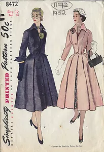1952 Vintage Sewing Pattern B30 COAT (1172) - Picture 1 of 2