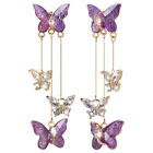  1 Pair Butterfly Dangle Earrings Rhinestone Drop Tassel Earrings Statement