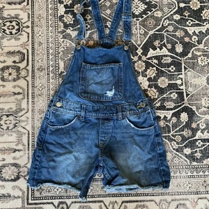 Levis Girls Shortall Denim Short Overalls Reg Size 14 - Picture 1 of 16