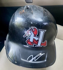 Sebastian Walcott Signed Hickory Crawdads Used Helmet Texas Rangers Beckett Coa - Picture 1 of 2