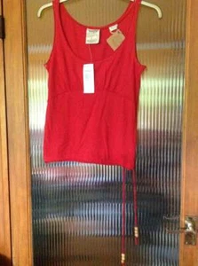 Women’s Ladies 2 Cotton extra small XS T-shirts Red & Beige/White Stripe NEW - Picture 1 of 7