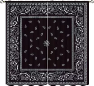 Bandana Blackout Curtains for Home Decor,White Floral Paisley Black Bandana Patt - Picture 1 of 7
