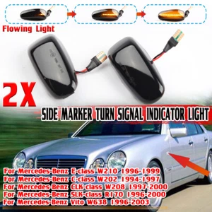 Smoked LED Turn Signal Side Marker Light For Mercedes-BENZ W210 W202 W208 R170 - Foto 1 di 10