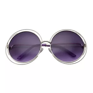 Occhiali da sole da donna Halo XXL rotondi oversize filo in metallo argento sfumato - Foto 1 di 3