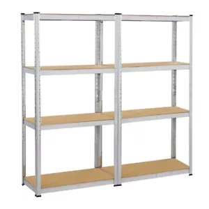 2 Scaffali a 4 Ripiani Metallo Zincato Scaffalatura Cucina Garage 80×40×160 cm - Foto 1 di 12