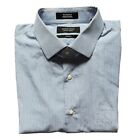 Nordstrom Men's Shop Trim Fit Pinstripe Button Up Dress Shirt Size 32-33 Blue
