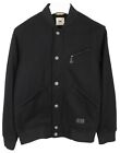 LEE Coat Mens MEDIUM Wool Blend Zip Buttons Black Pockets Bomber Type