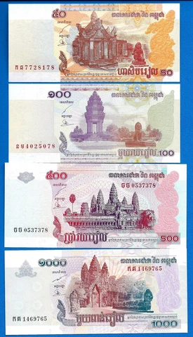 Cambodia 50 100 500 1000 Riels World Paper Money Uncirculated Banknotes SET-9 Cover