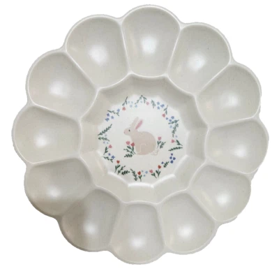 Plato para servir melamina Devild Egg 12 ranuras diseño de conejito y floral Foto 1 de 4