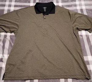 HAGGAR Men’s Sz 3XLT Cool 18 Tec Performance Golf Polo Shirt Beige With Pattern - Picture 1 of 4