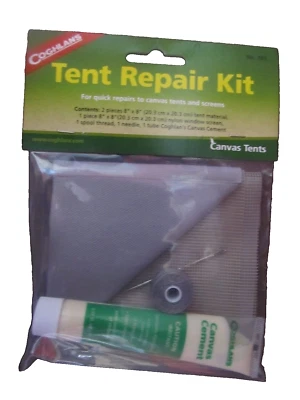 Kit de reparación de tienda Coghlan's #703 lona 8" x 8" NUEVO Foto 1 de 2