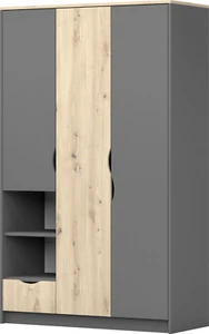 Drehtürenschrank JOY II 3D, Breite: 120 cm, Farbe: GRAU/ARTISAN EICHE - Bild 1 von 6