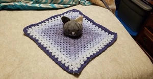 Kitty Handmade Crochet Lovey Security Blanket Comforter Snuggle Cat Kitten Toy - Picture 1 of 2