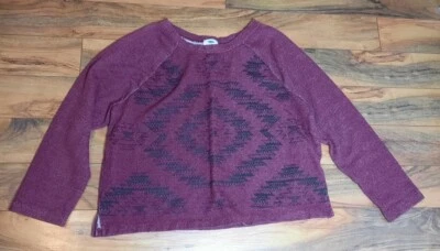 Sudadera Pullover Azteca Cuello Redondo Antigua Azul Marino Para Mujer Talla XL Borgoña Aberturas Laterales  Foto 1 de 4