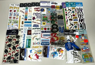 LOT of 15 NOS Sealed Scrapbooking Stickers & Accents High School Kids + 2 Open - Image 1 of 4