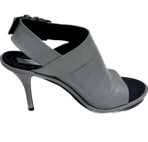 Balenciaga Glove Gray Leather Slingback Heels Sandals Women’s Size 37/7 - Picture 1 of 11