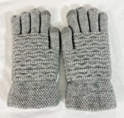 Mujer Invierno Pantalla Táctil Guantes Gris Suave Elástico Imitación Piel Forrado Cable Tejido Foto 1 de 4