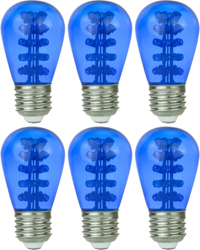 6Pack S14 LED Blue String Light Bulb, Shatterproof Bulbs, E26 Vintage, 1.7W(10W) - Image 1 of 1