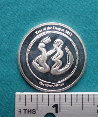 1 oz Silver Round (2012 Year of the Dragon)  #712 - Image 1 of 4