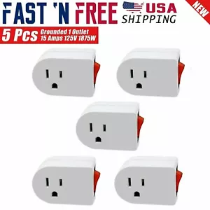 5 Pcs 3 Prong Grounded AC Power Wall Tap 1 Outlet w/ ON / OFF Switch Button - Picture 1 of 4