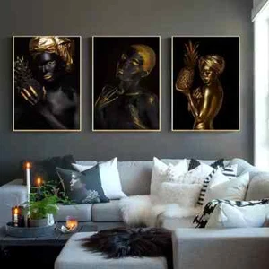Black Women Canvas Painting African Woman Posters and Prints Wall Art Picture - Picture 1 of 8
