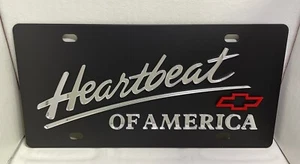 Chevrolet Heartbeat of America carbon black steel vanity license plate tag - Bild 1 von 4