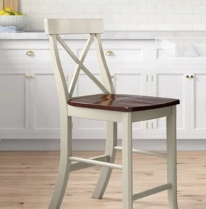 X-BACK BAR STOOL IN VINTAGE ESPRESSO/ALMOND 24 INCH SEAT HEIGHT. 1 - Picture 1 of 1