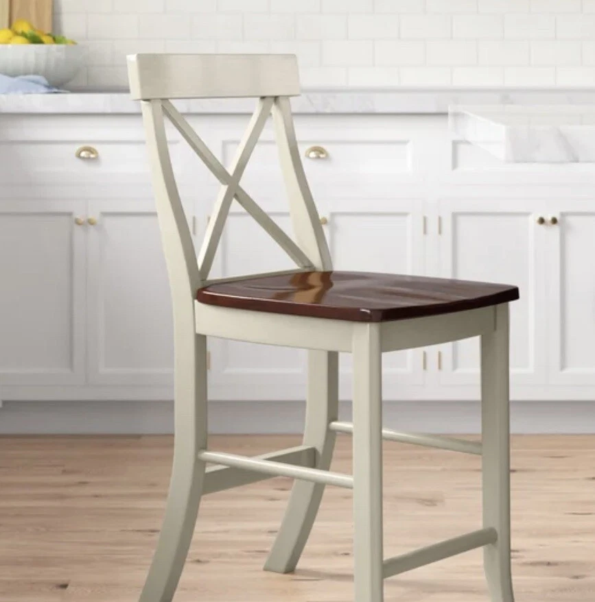 X-BACK BAR STOOL IN VINTAGE ESPRESSO/ALMOND 24 INCH SEAT HEIGHT. 1 - Image 1 of 1