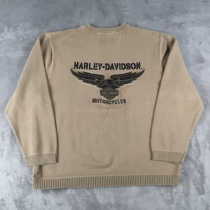Harley Davidson Motorcycles Sweater Mens XL Olive Green Crewneck Cotton Eagle - Picture 1 of 17