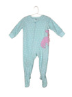 Carter's Baby Girls Coverall 12 Months Blue Fleece Footed Pajamas Dinosaur Dot