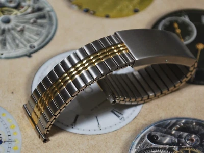 NOS 16mm to 22mm TIMEX Two Tone Men's Expansion Watch Band - Image 1 of 4