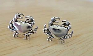 Sterling Silver TINY 9x10mm Crab Zodiac Cancer Studs Stud Earrings - Picture 1 of 4