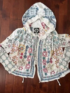 Johnny Was BIYA Heavily Embroidered Hooded Cardigan Sweater Jacket Size M - Picture 1 of 7