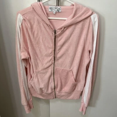 Sudadera con capucha para mujer Wildfox tela de rizo rosa talla pequeña Foto 1 de 4