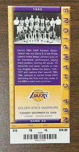 KOBE BRYANT vs STEPHEN CURRY ROOKIE FULL GAME TICKET 12-29-2009 WARRIORS LAKERS - Picture 1 of 12