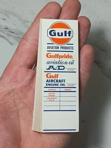 Pegatinas de papel para cambio de aceite de avión 1969 Gulf Aviation Oil (25+) - Gulfpride - Imagen 1 de 8