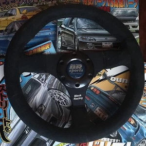 Black Racing Suede Steering Wheel 5Zigen 30D Rare Skyline Supra R32 R33 DC2 JDM - Afbeelding 1 van 6