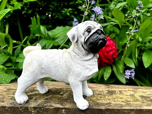 PUG Dog Garden Ornament Statues Sculpture Outdoor Resin Puppy Figurine Pup - Picture 1 of 10