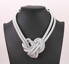 Women's Silver Ropes Bid Necklace Statement Big Knot