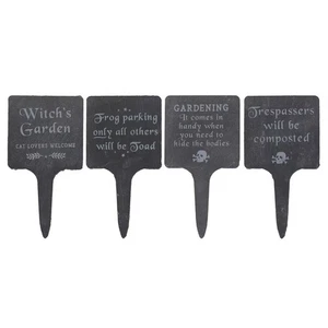 Gothic Schiefer Garten Schild Plakette Markierung Pfahl dunkler Humor lustig Gras Geschenk - Bild 1 von 5