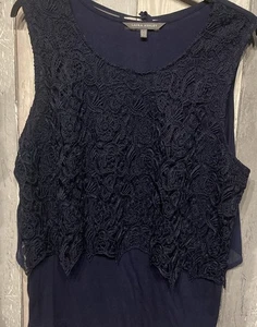 Laura Ashley Lace Style Navy Sleeveless Blouse Top New without Tags Size 16 - 18 - Picture 1 of 6