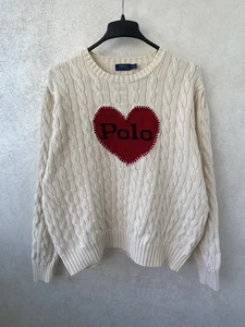 Suéter Polo Ralph Lauren Love Heart tejido con cable para mujer crema talla XL - Imagen 1 de 16