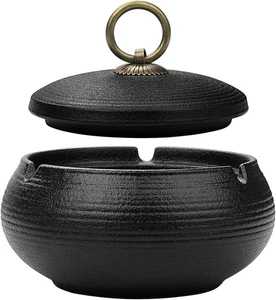 Aschenbecher Zigarrenaschenbecher Windaschenbecher Keramik Mit Deckel Draussen - Bild 1 von 7