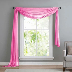 Voile Querbehang, Freihanddeko, 140x600, Rosa - Bild 1 von 2