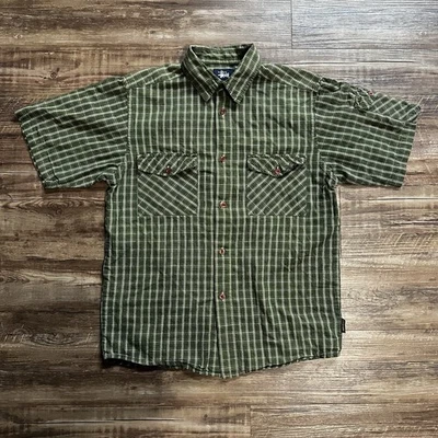 Vintage 90s Plaid Stussy Green Button Up Shirt Short Sleeve Size Small Rare - Image 1 of 4