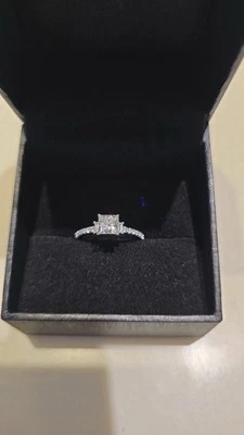 Size 7 Princess Cut , 10K White Gold With 17 Diamonds In It Engagement Ring. - Image 1 of 3
