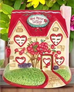 Blue Sky Clayworks RED ROSE COTTAGE Sm Valentine Candle House NEW Auth Retailer - Picture 1 of 6