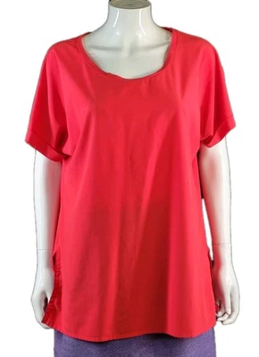 Silvian Heach Size Medium Red Silky Feel Top Work Office Casual Side Slits - Image 1 of 4