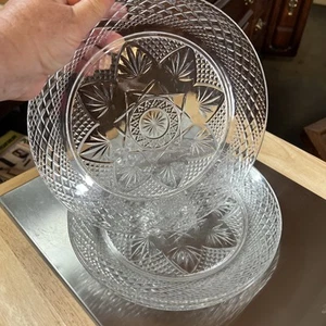 Set of 4 Cristal D'Arques Durand Clear Glass 10" Dinner Plate Antique Pattern - Picture 1 of 5