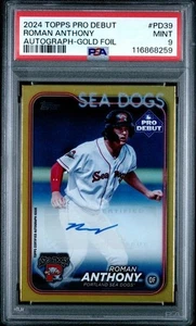 2024 TOPPS PRO DEBUT PD39 ROMAN ANTHONY AUTÓGRAFO - LÁMINA DE ORO PSA 9 14/50 RED SOX - Imagen 1 de 2